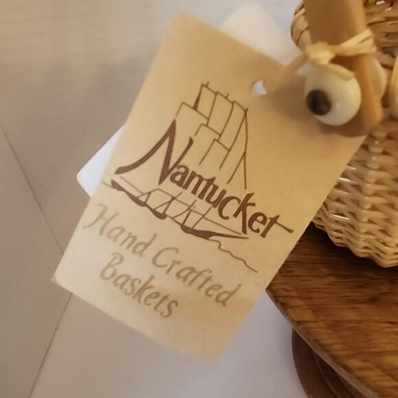 2-Nantucket Basket Miniature Mini 3” Round Swing Handle Glass Votive Holder - Picture 2 of 4